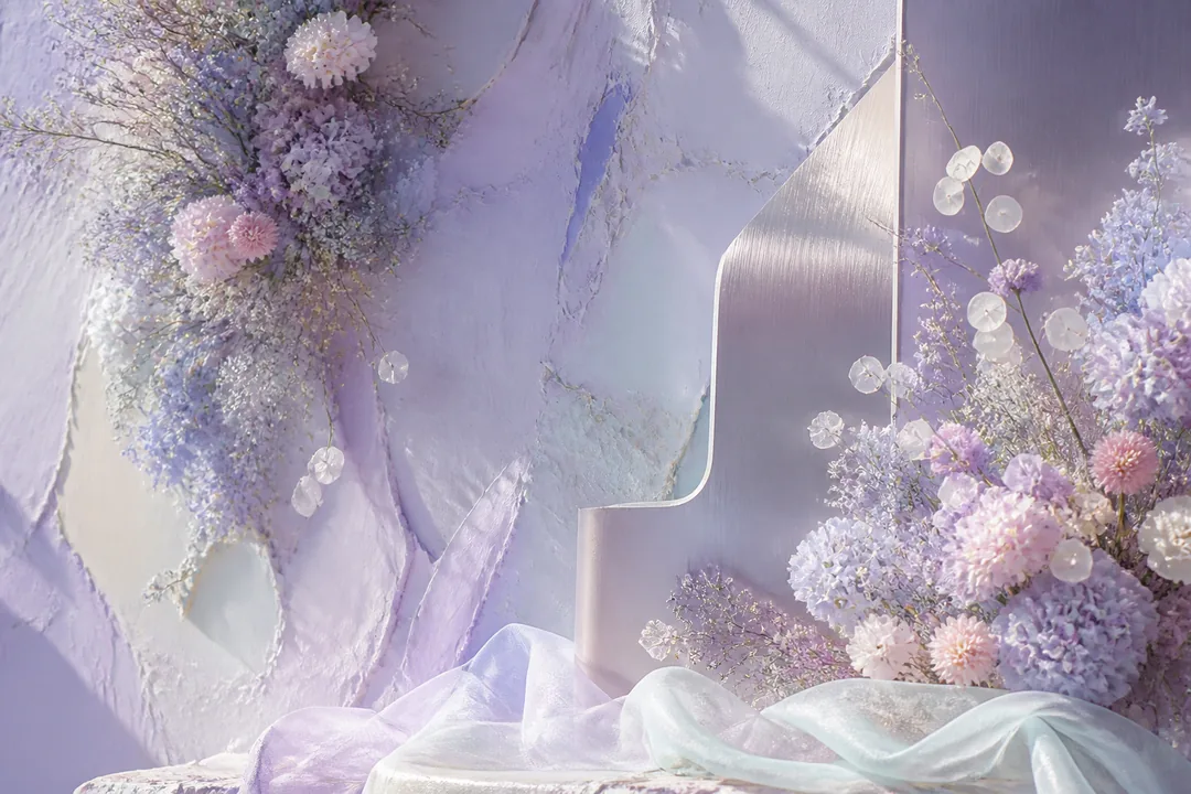 Lavender #E6E6FA wedding / romantic palette hero with five matching colors