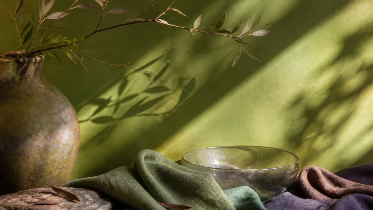 Olive Green #708238 six-color earthy / nature palette poster